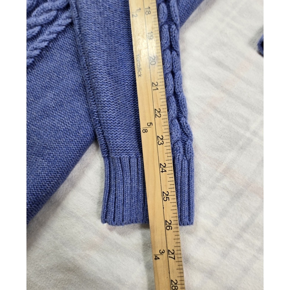 LL Bean Womens Double L Cable Knit Open Cardigan Sweater Long Blue Heather L NWT - Picture 8 of 12